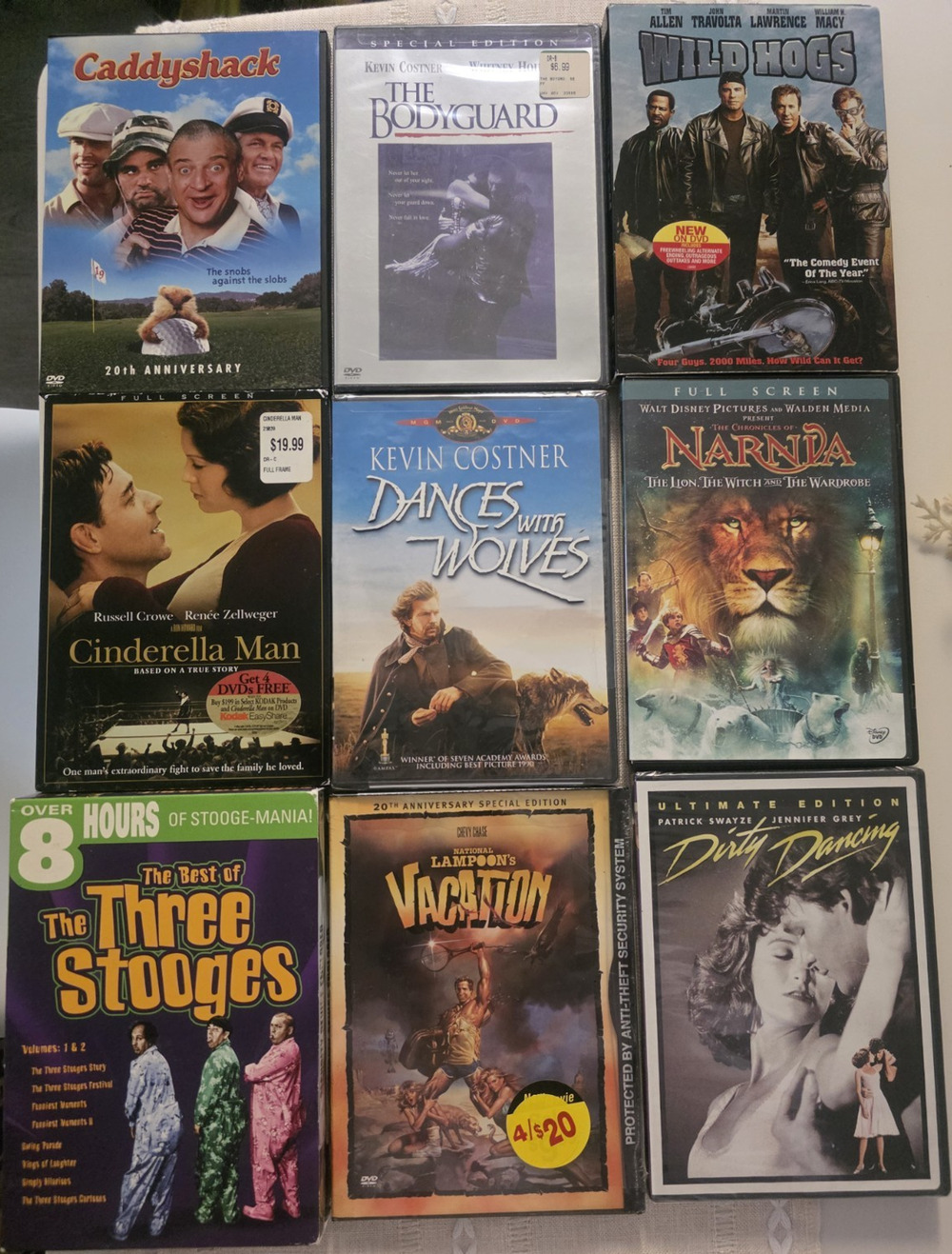 DVD Mixed Movie Lot - Costner, Houston, Vaughn; Full & Widescreen Editions